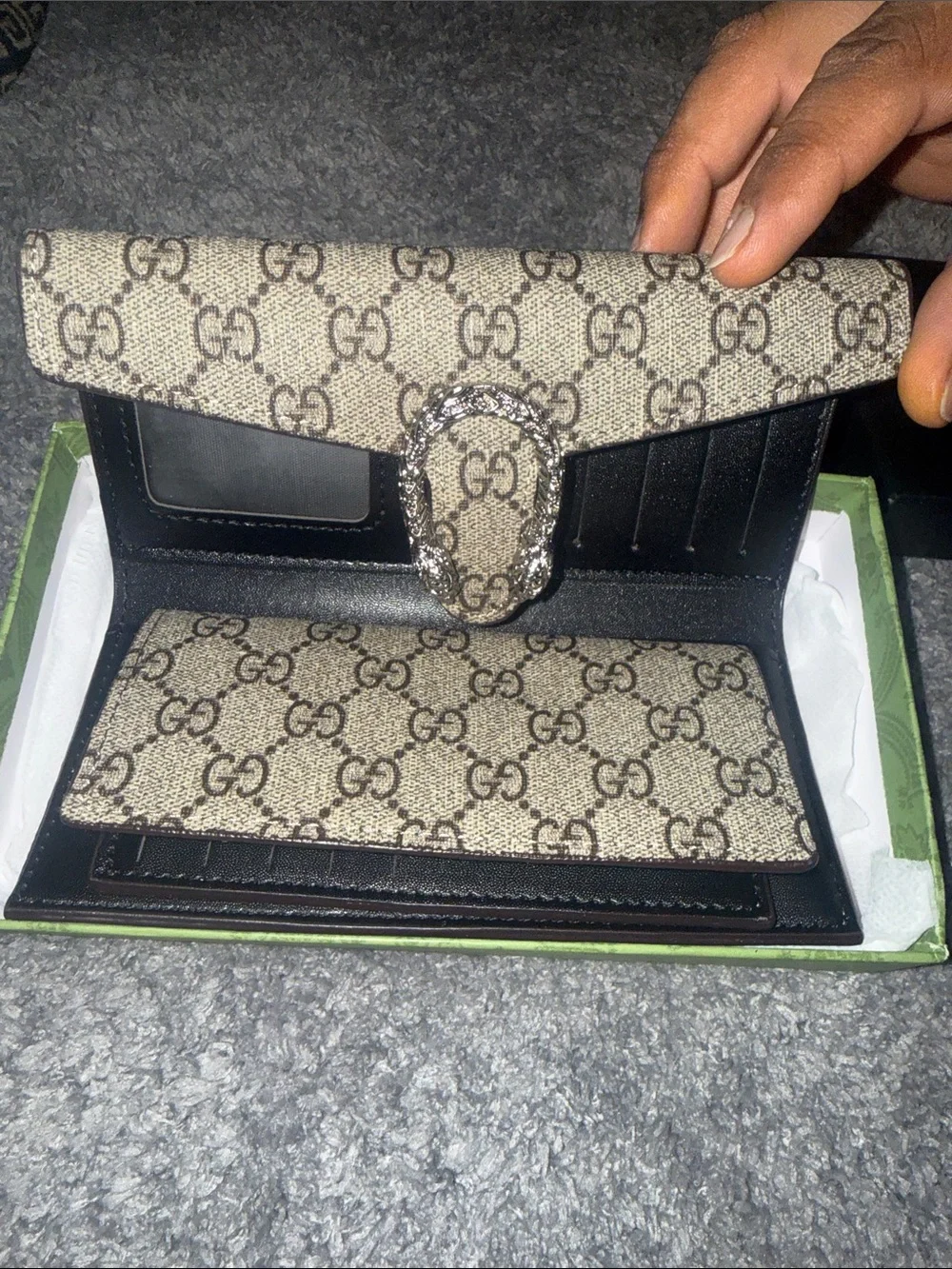 Beige Brown GG Supreme Dionysus Continental Wallet with Silver Hardware - Picture 5 of 8